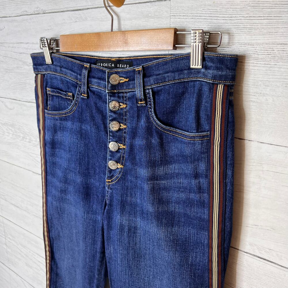Veronica Beard Jeans Womens Size 29 Carolyn 10" Baby Boot Tux Stripe Button Fly - Picture 12 of 16